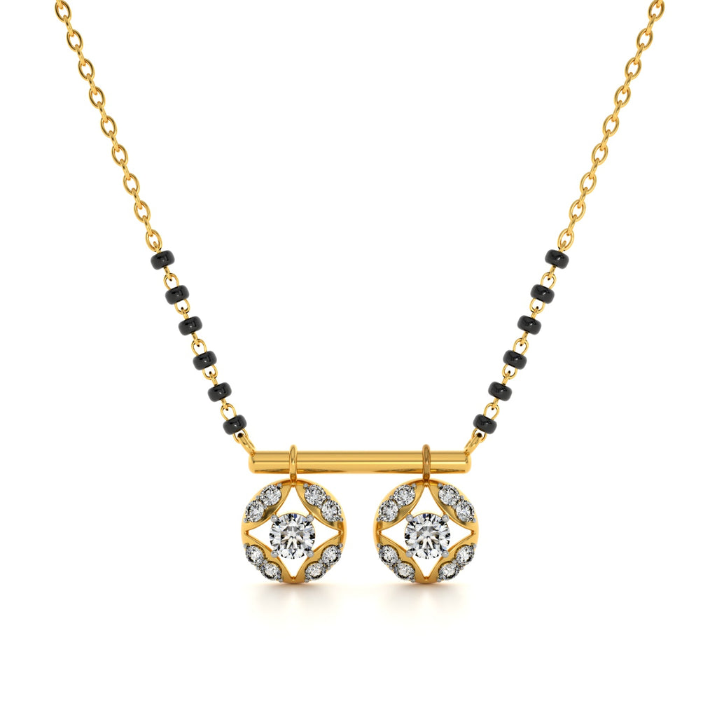 Classic Floral Halo 9KT Gold Lab Grown Diamond Mangalsutra