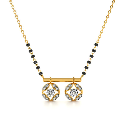 Classic Floral Halo 9KT Gold Lab Grown Diamond Mangalsutra