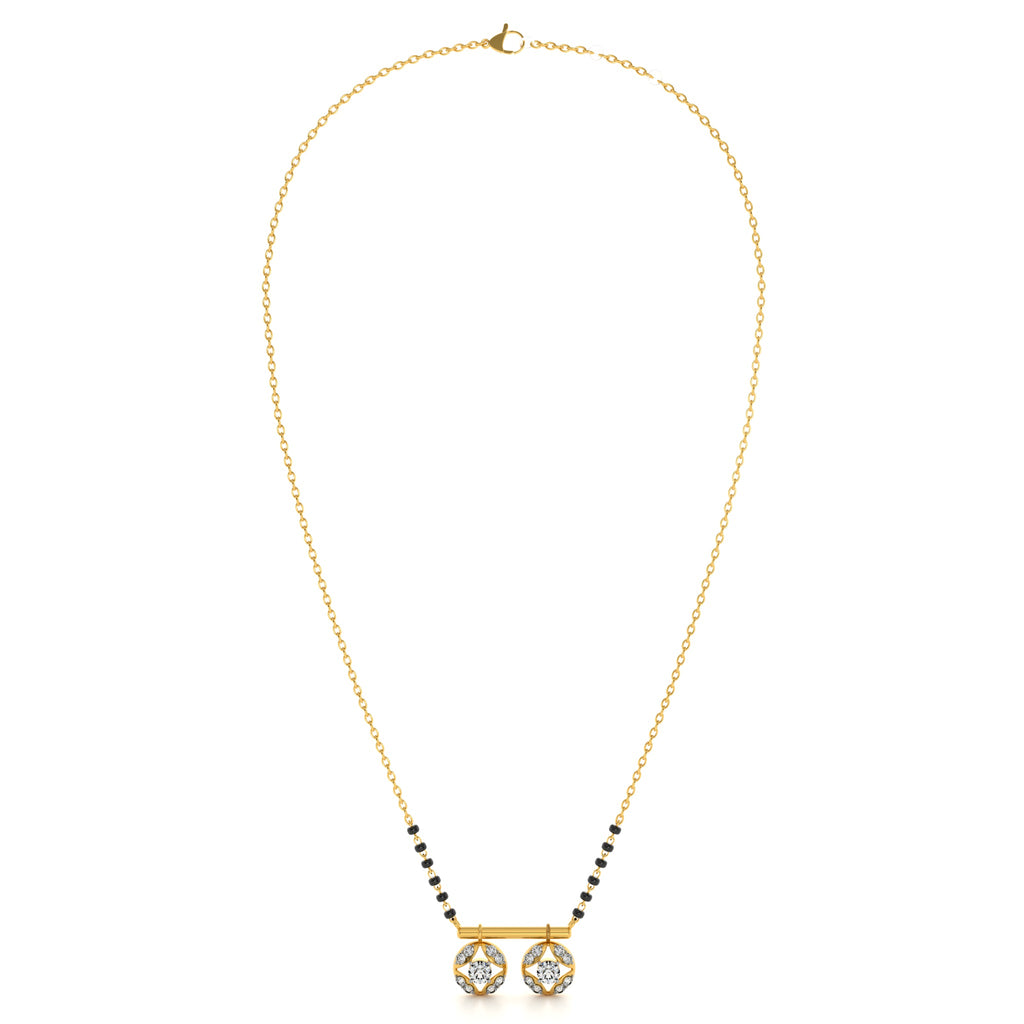 Classic Floral Halo 9KT Gold Lab Grown Diamond Mangalsutra