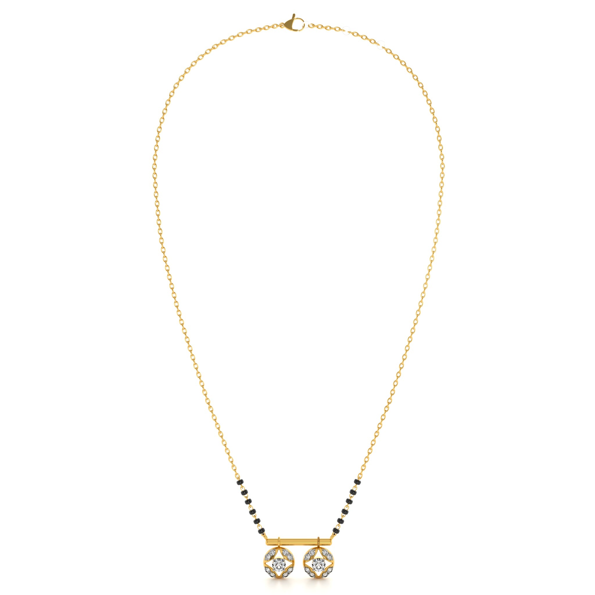 Classic Floral Halo 9KT Gold Lab Grown Diamond Mangalsutra