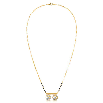 Classic Floral Halo 9KT Gold Lab Grown Diamond Mangalsutra