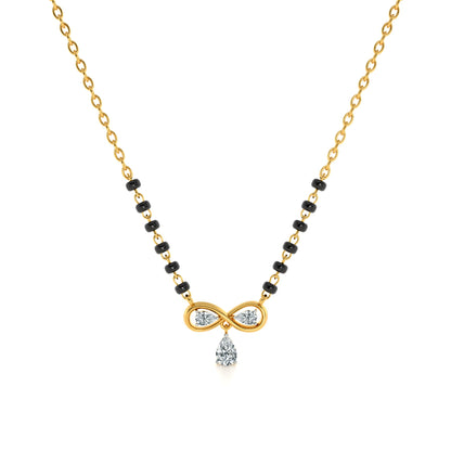 Infinity Bow Drop 9KT Gold Lab Grown Diamond Mangalsutra