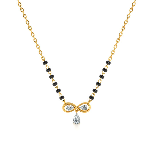 Infinity Bow Drop 9KT Gold Lab Grown Diamond Mangalsutra