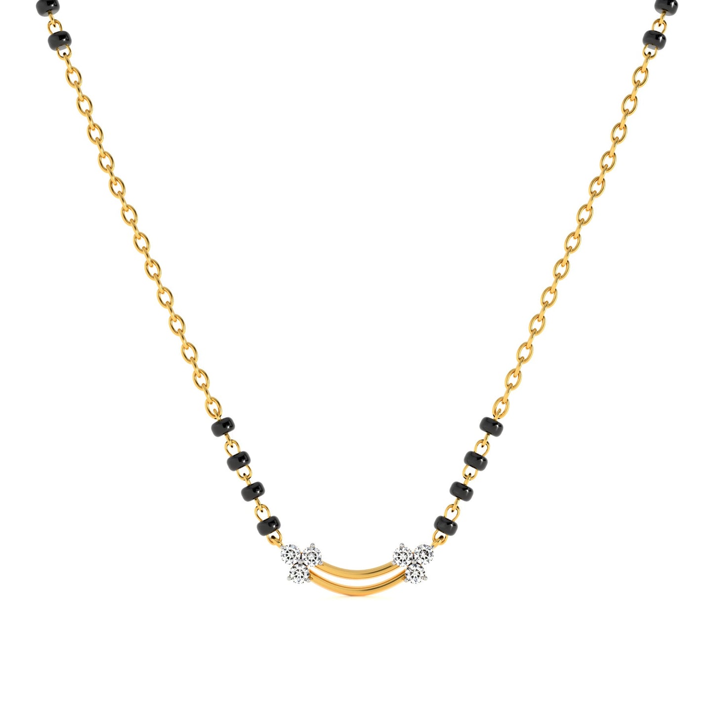 Twin Blossom 9KT Gold Lab Grown Diamond Mangalsutra