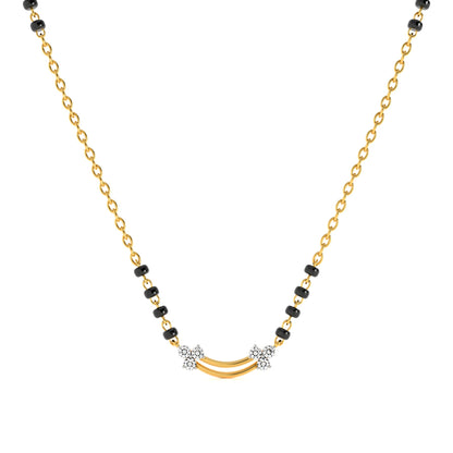 Twin Blossom 9KT Gold Lab Grown Diamond Mangalsutra