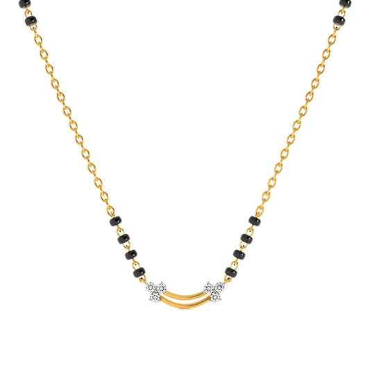 Twin Blossom 9KT Gold Lab Grown Diamond Mangalsutra