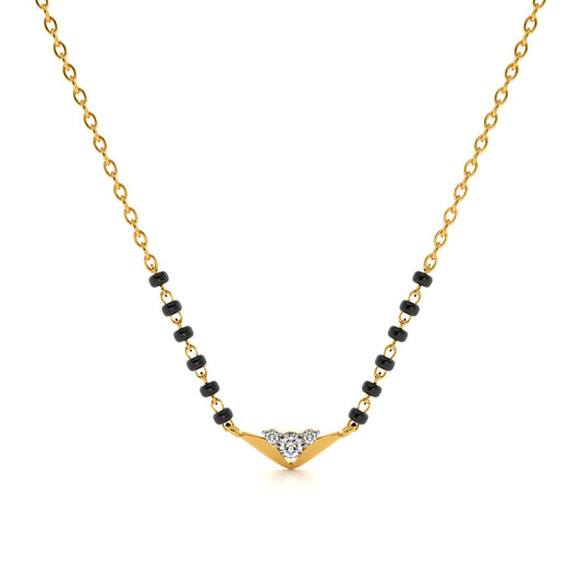 Regal Chevron 9KT Gold Lab Grown Diamond Mangalsutra