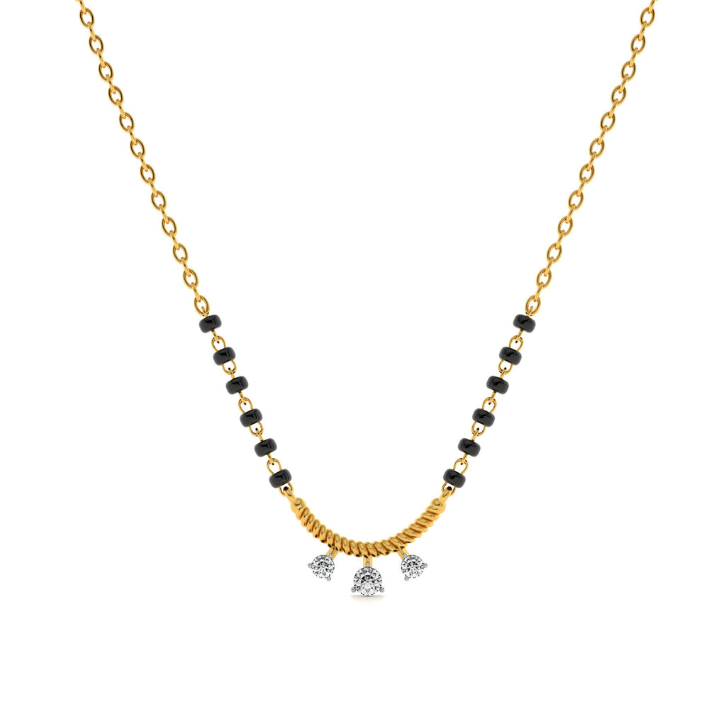 Crescent Bond 9KT Gold Lab Grown Diamond Mangalsutra