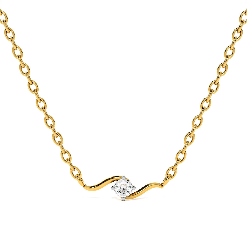 Classic Wave Glow 9KT Gold Lab Grown Diamond Mangalsutra