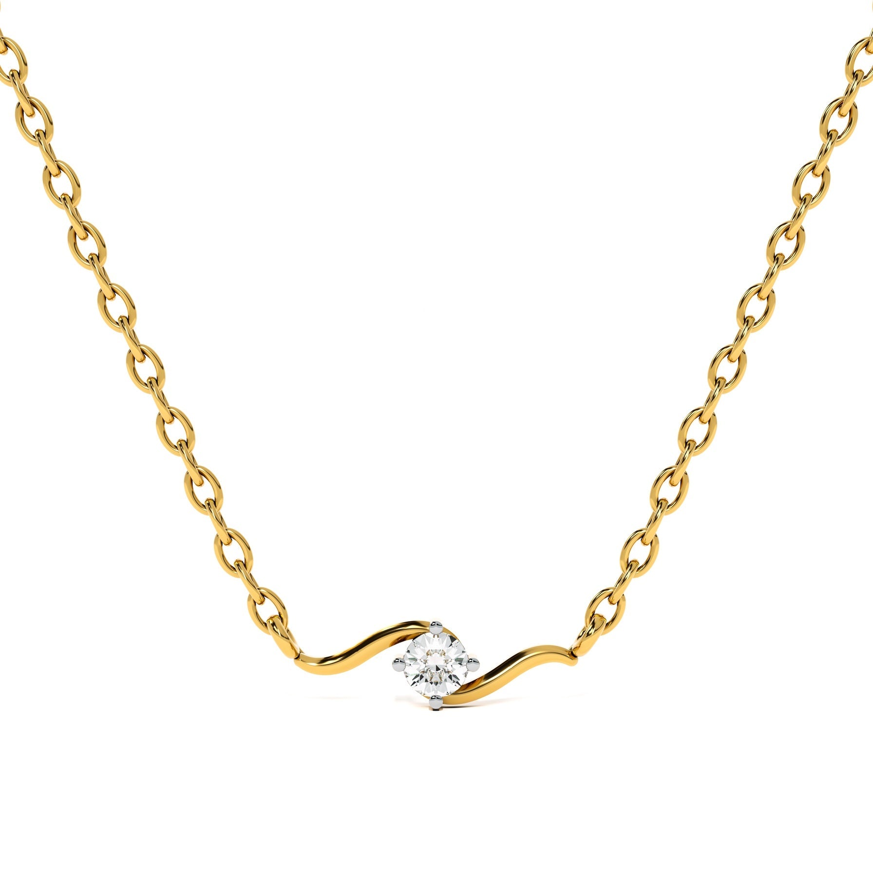 Classic Wave Glow 9KT Gold Lab Grown Diamond Mangalsutra