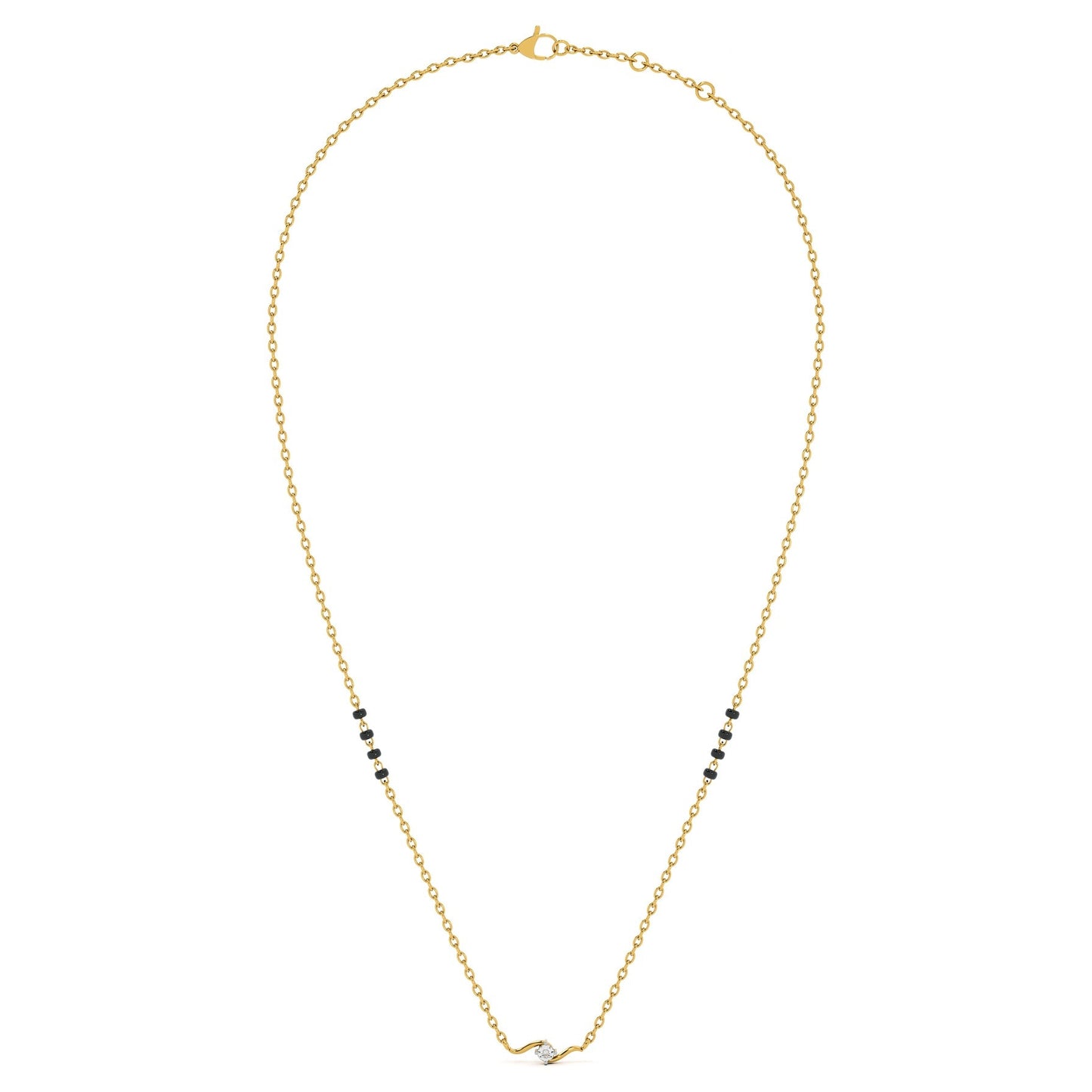 Classic Wave Glow 9KT Gold Lab Grown Diamond Mangalsutra