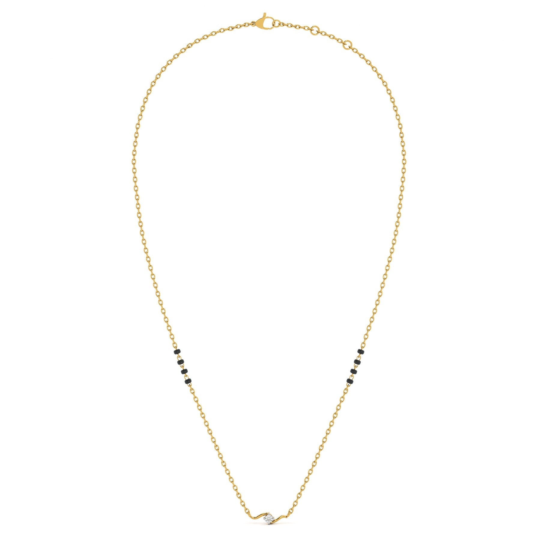 Classic Wave Glow 9KT Gold Lab Grown Diamond Mangalsutra