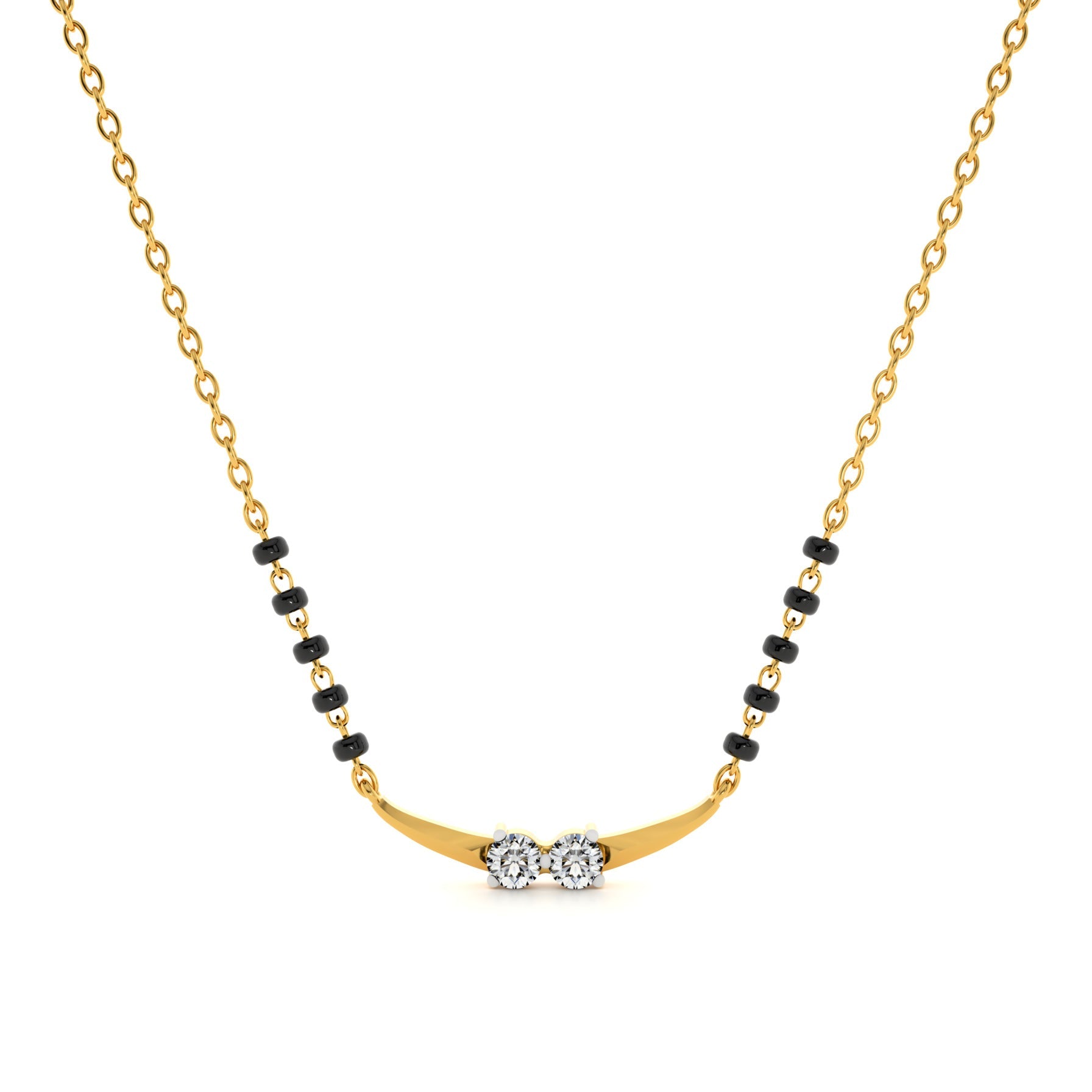 Couplet Charm Arc 9KT Gold Lab Grown Diamond Mangalsutra