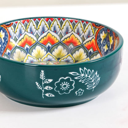 Mandala Melange Dish Bowl With Handle Green 600ml