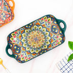 Mandala Melange Long Platter Dish Green