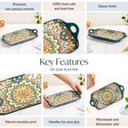 Mandala Melange Long Platter Dish Green