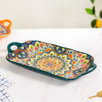 Mandala Melange Long Platter Dish Green