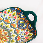 Mandala Melange Long Platter Dish Green