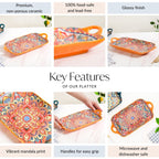 Mandala Melange Long Platter Dish Orange