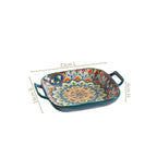 Mandala Melange Serving Platter With Handle Green
