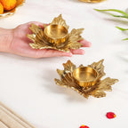 Maple Glow Aluminium Tealight Holder Set Of 2 In Festive Gift Box