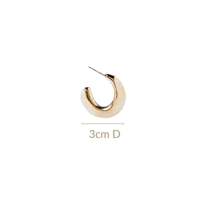 Marble Dreams Hoop Earrings White