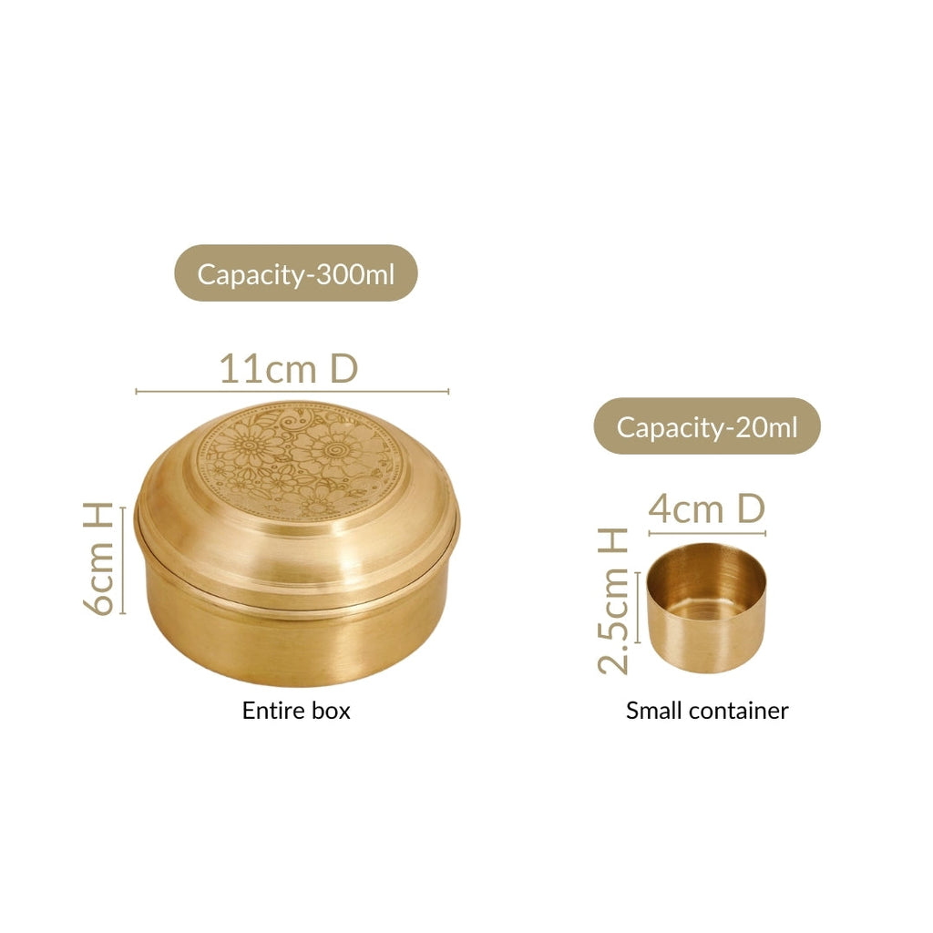 Handcrafted Brass Marigold Mukhwas Box – Spice & Mouth Freshener Holder