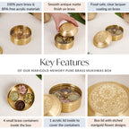 Handcrafted Brass Marigold Mukhwas Box – Spice & Mouth Freshener Holder