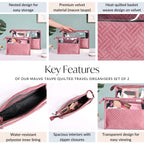 Quilted Travel Organisers Set Of 2 Old Rose Pink