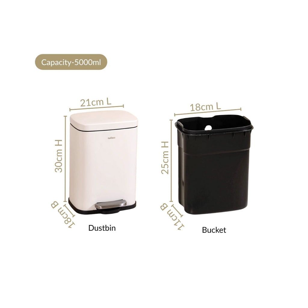 Dustro Metal Pedal Dustbin White 5000ml