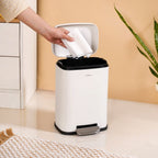 Dustro Metal Pedal Dustbin White 5000ml