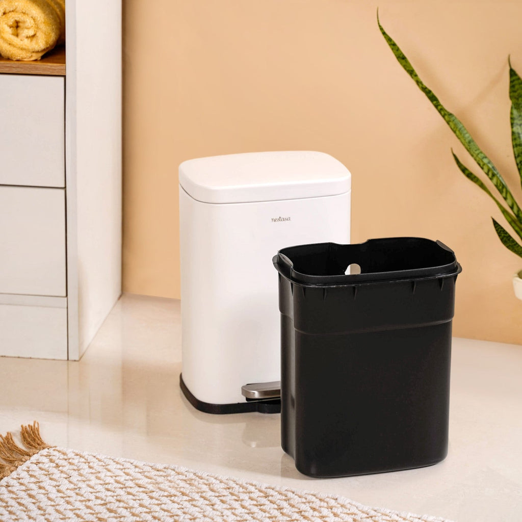 Dustro Metal Pedal Dustbin White 5000ml