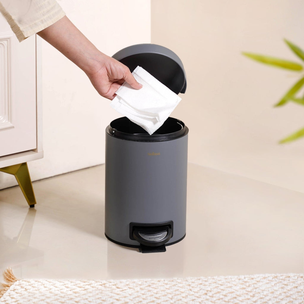 Clean Curve Dustbin With Removable Bucket Grey 3000ml