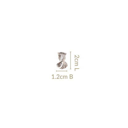 Metal Hourglass Stud Earrings Silver