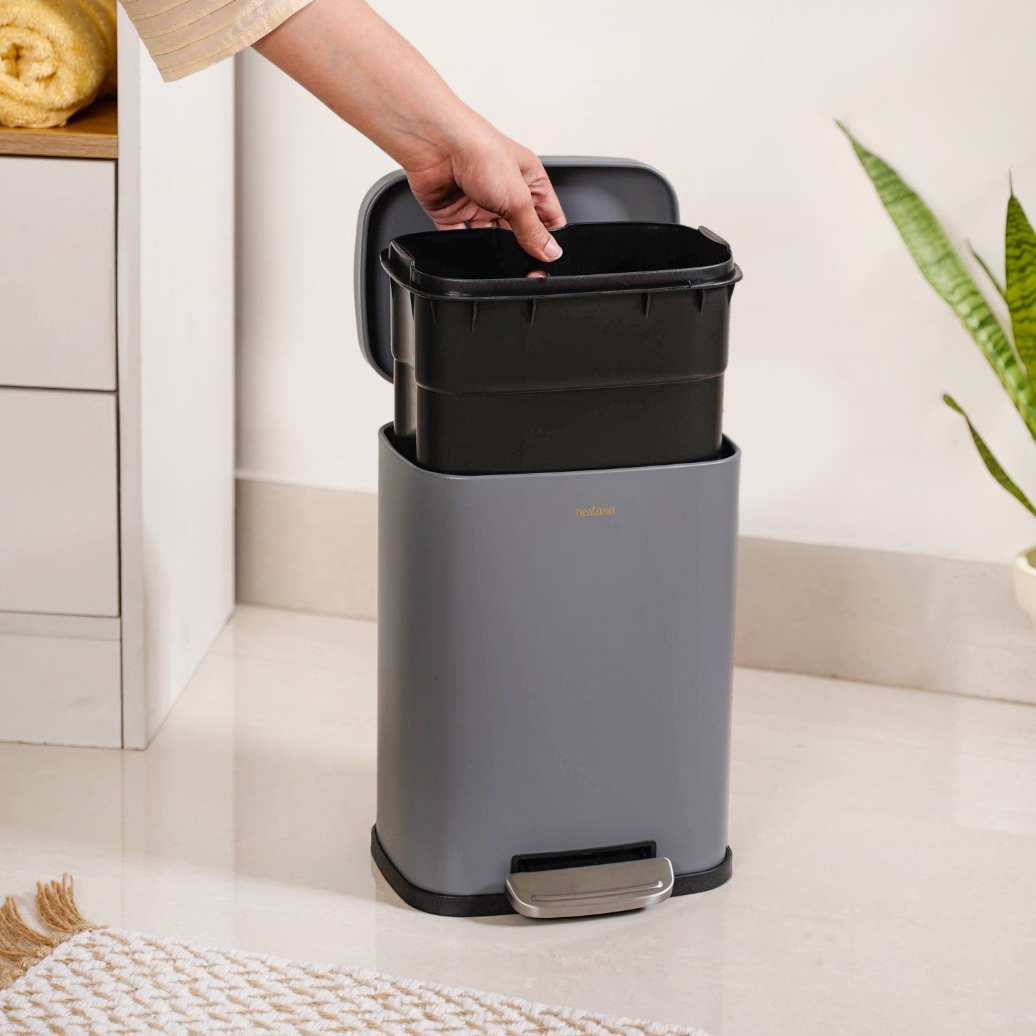 Dustro Metal Pedal Dustbin Grey 5000ml