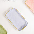 Pastel Herringbone Pattern Metal Tray Set Of 3