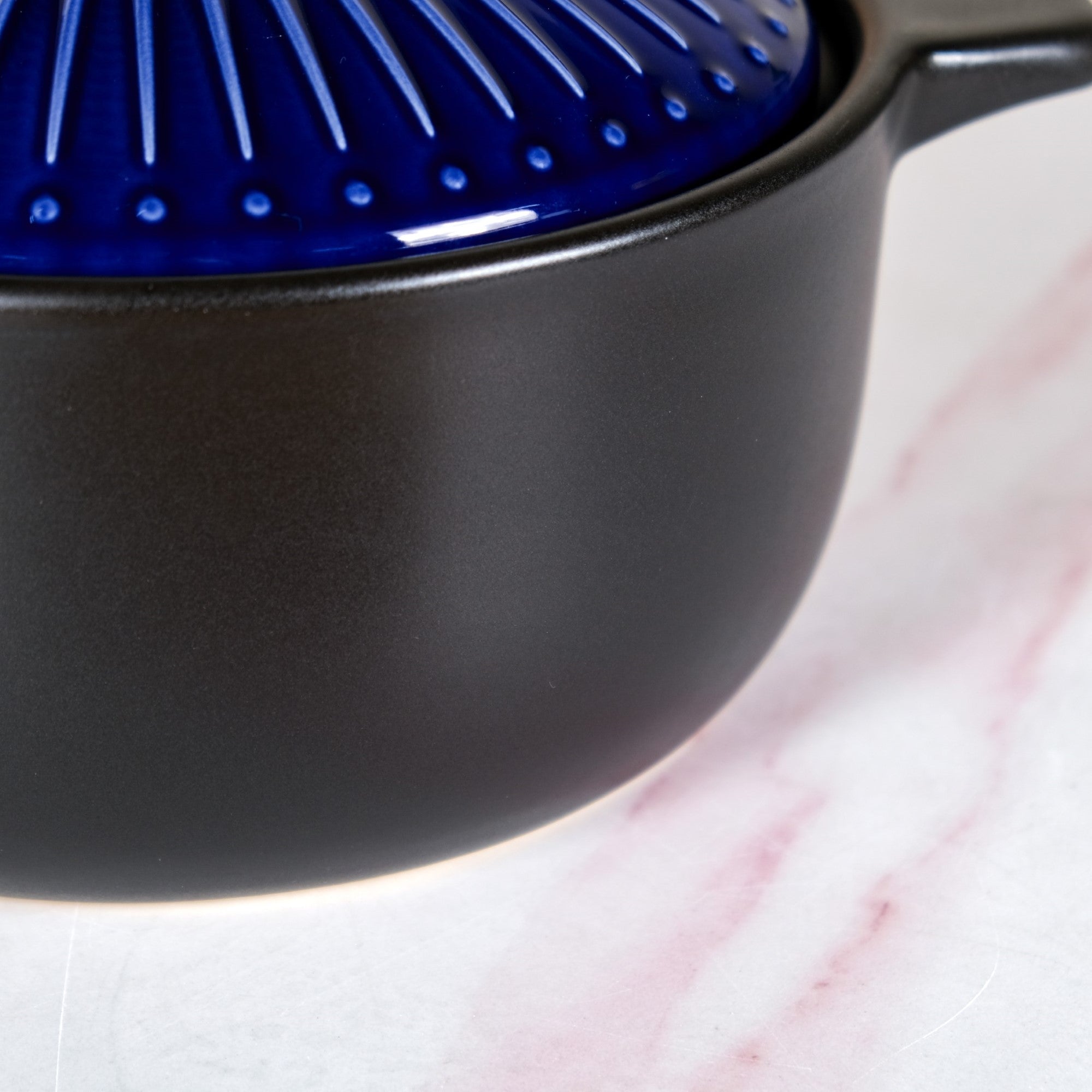 Lumea Ribbed Ceramic Cooking Pot Blue 3500ml