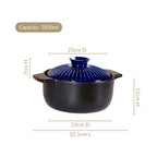 Lumea Ribbed Ceramic Cooking Pot Blue 3500ml