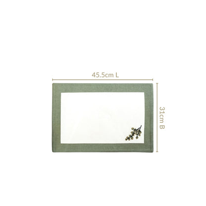 Midori Pure Cotton Table Mat Set Of 6 In Sage Green