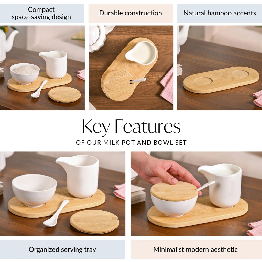 Milk Pot And Sugar Bowl With Stand And Spoon