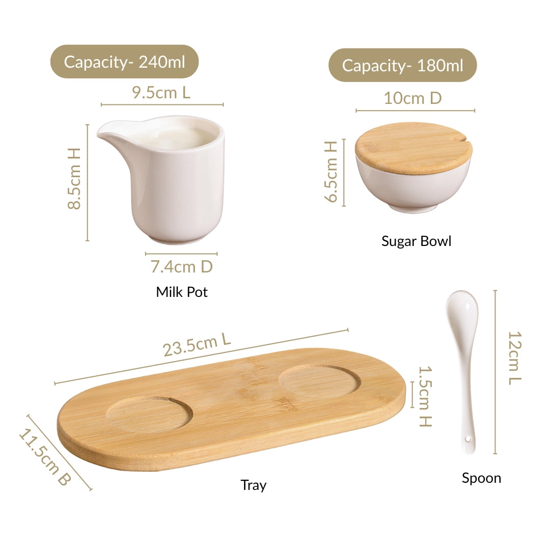 Milk Pot And Sugar Bowl With Stand And Spoon