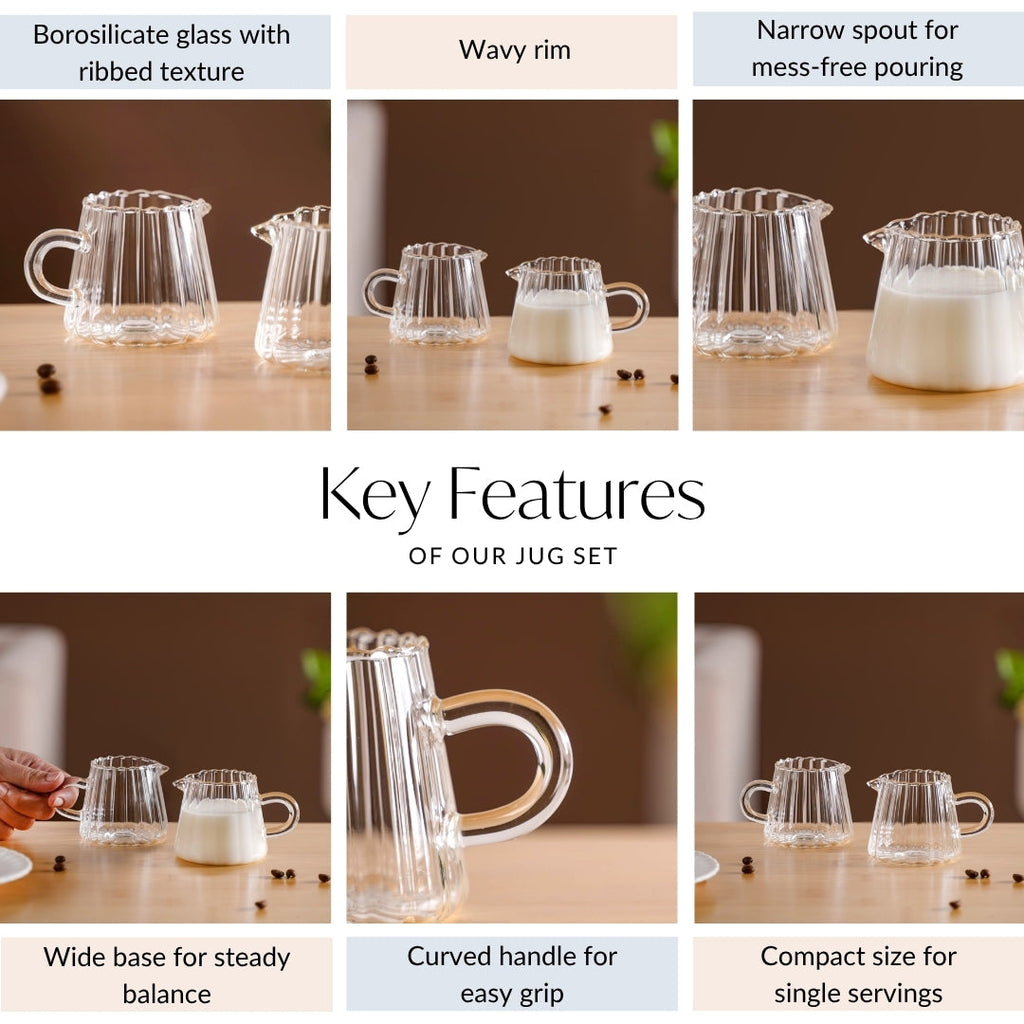 Milk Pot Glass Creamer Jug Set Of 2 120ml