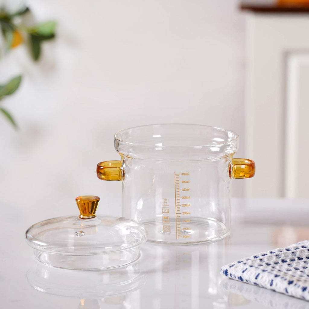 Mini Borosilicate Glass Pot With Lid 450ml