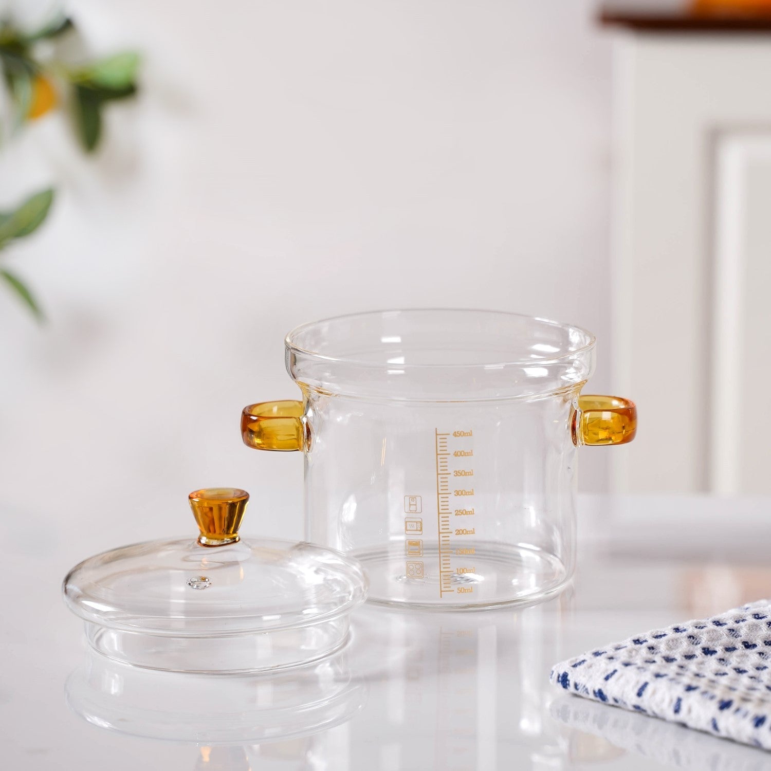 Mini Borosilicate Glass Pot With Lid 450ml