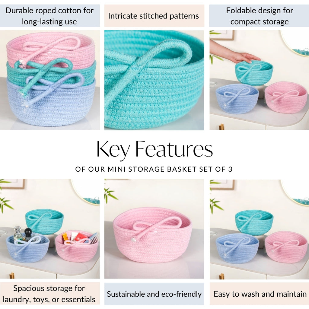 Mini Storage Basket Set Of 3 10cm