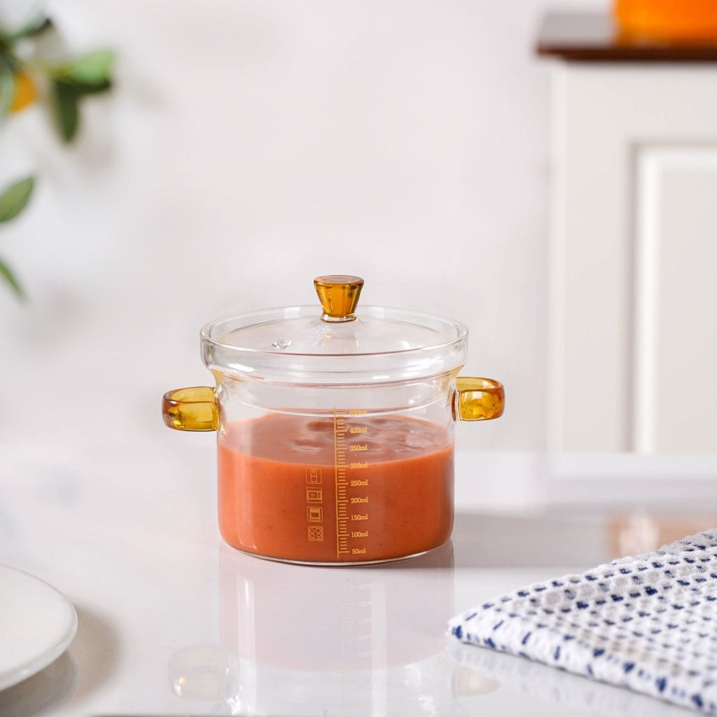 Mini Borosilicate Glass Pot With Lid 450ml