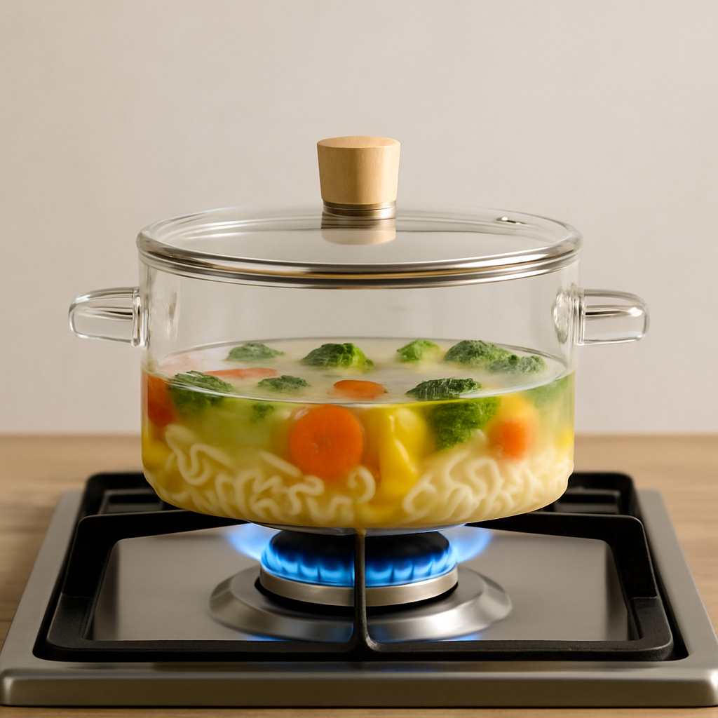 Minimalist Borosilicate Glass Cooking Pot With Lid 3200ml
