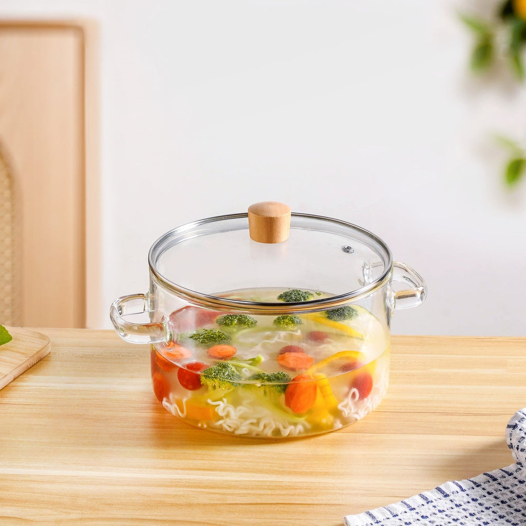 Minimalist Borosilicate Glass Cooking Pot With Lid 3200ml