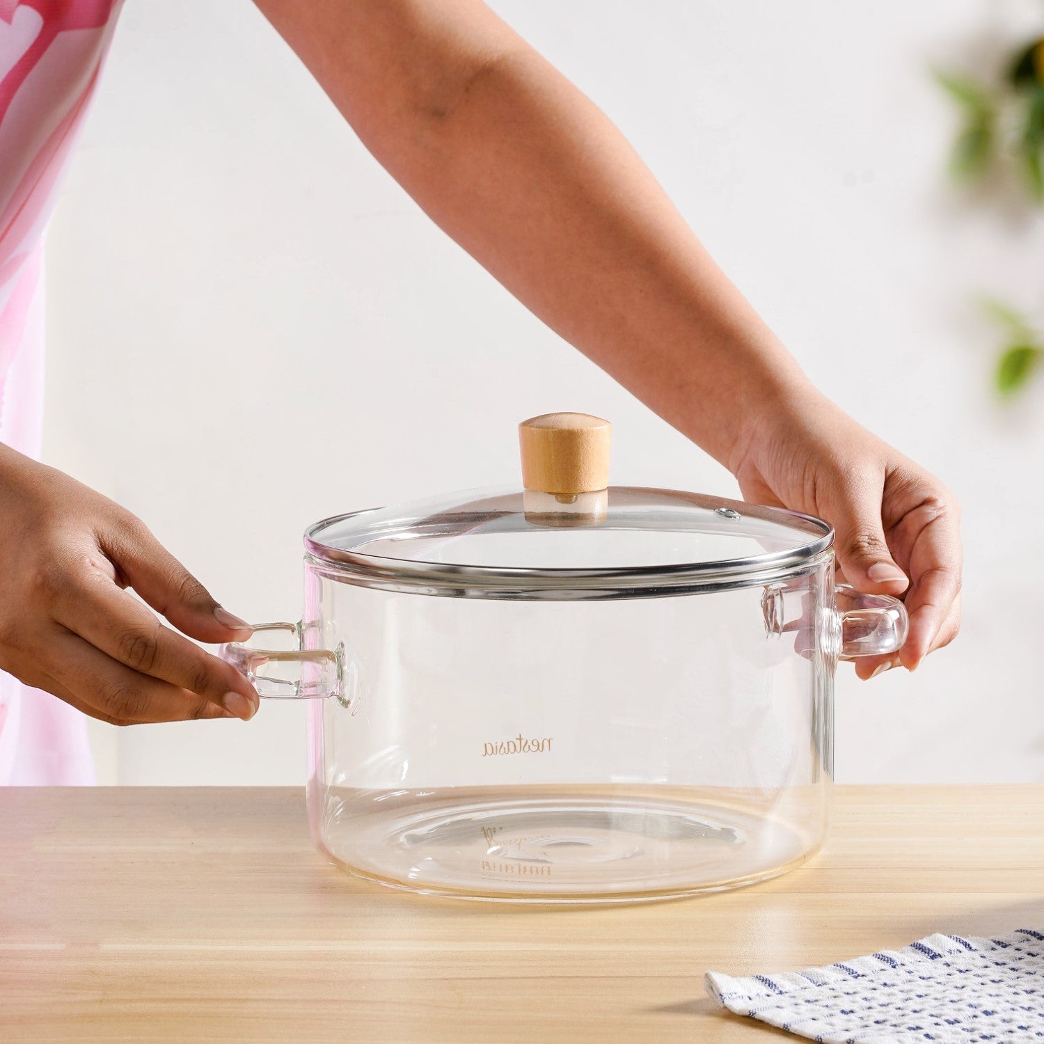 Minimalist Borosilicate Glass Cooking Pot With Lid 3200ml