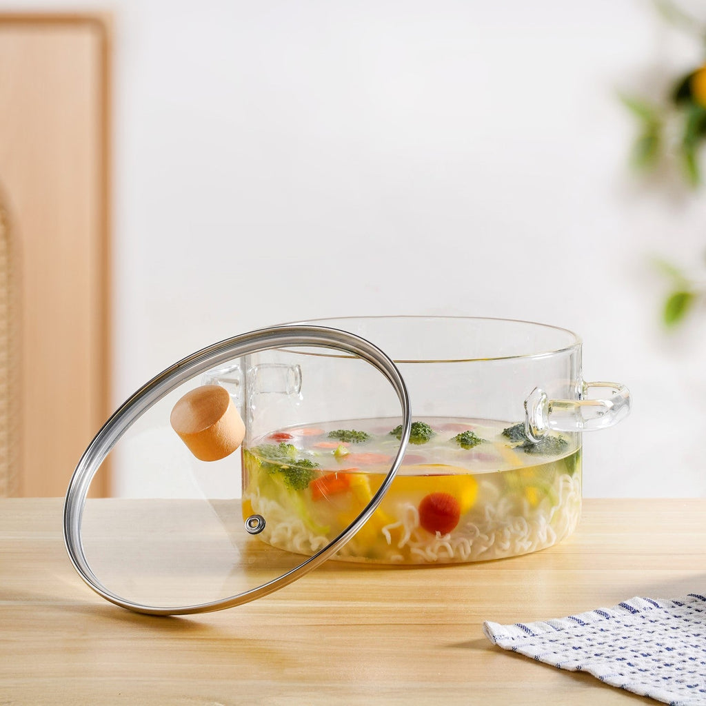Minimalist Borosilicate Glass Cooking Pot With Lid 3200ml